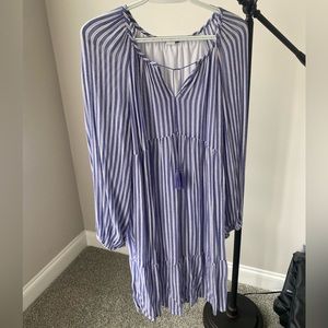 Blue and white striped, long sleeve, old navy dress. Perfect for summertime